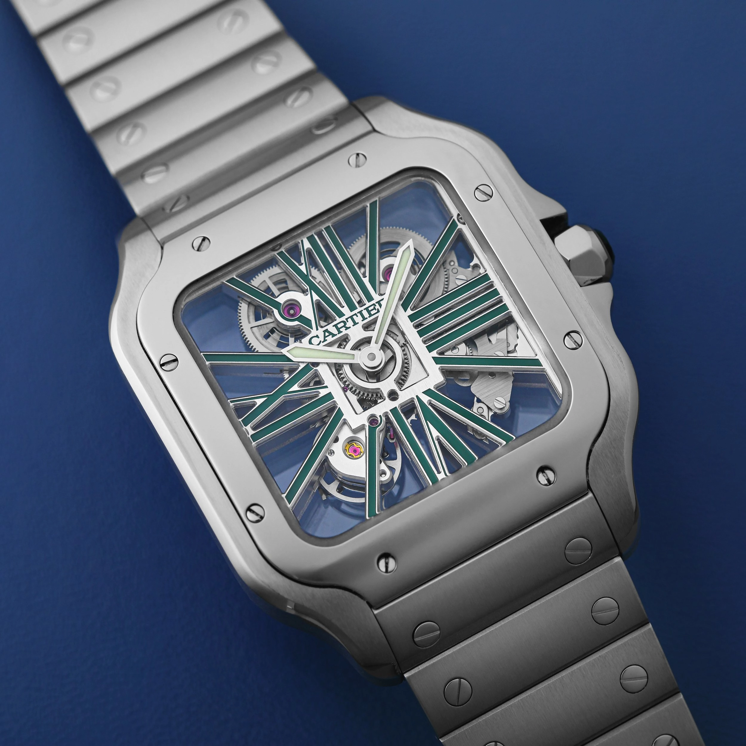 Green With Envy: The Cartier Santos de Cartier Skeleton Green WHSA0028