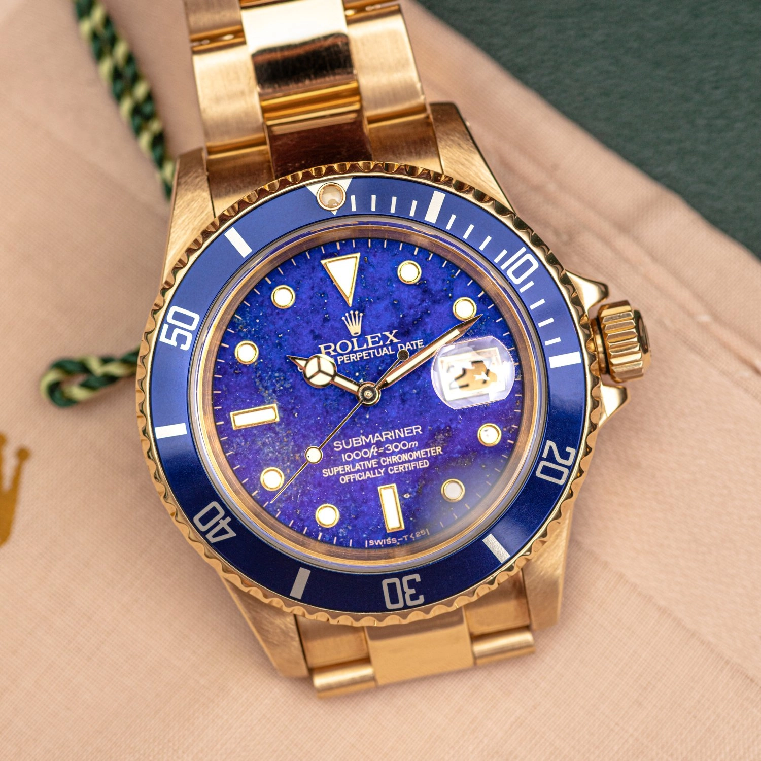 New & Noteworthy: Rare Rolex Lapis Lazuli Rolex Submariner 16618 in 18K Yellow Gold