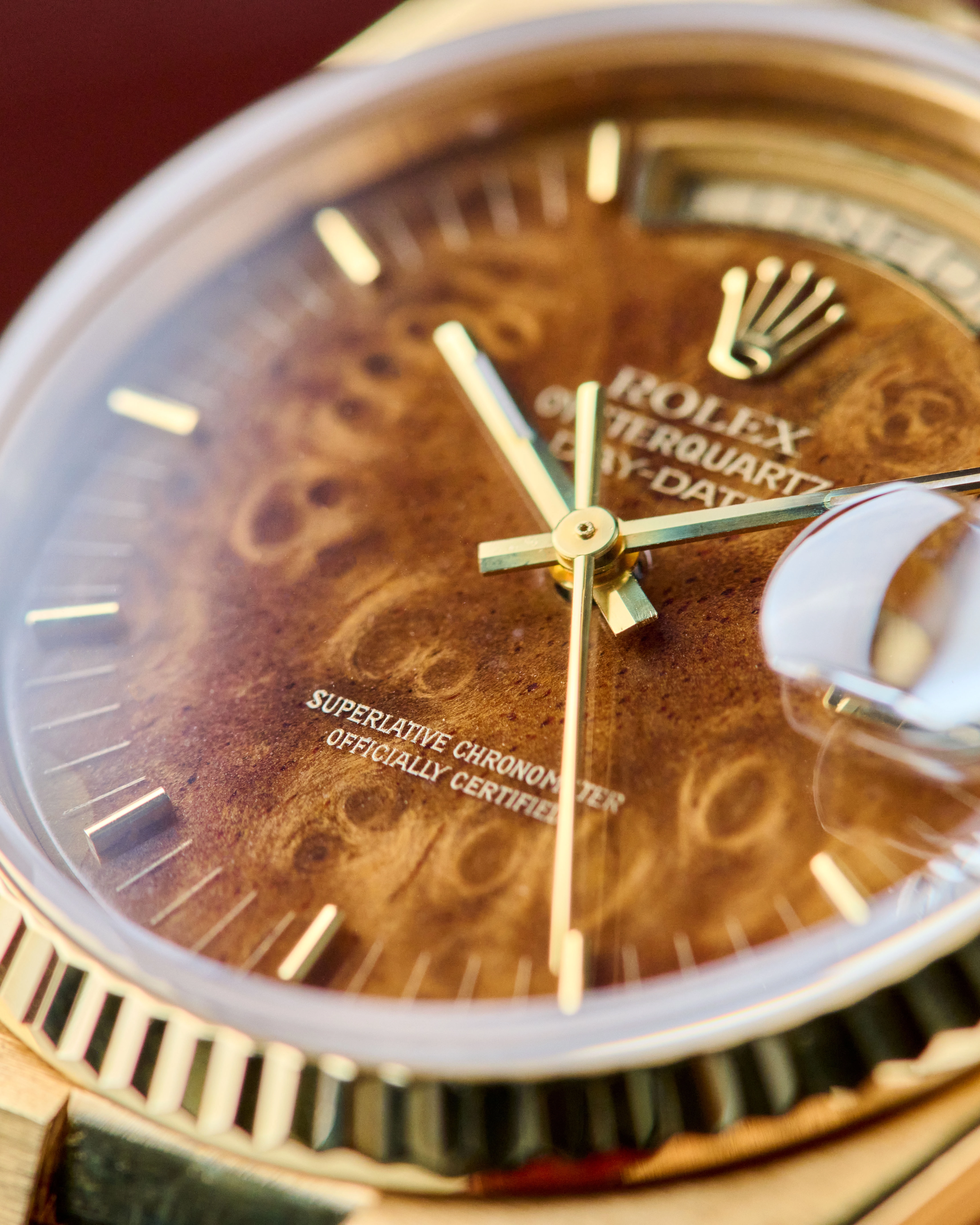 Rolex Day-Date Oysterquartz Burlwood Dial Review: ref. 19018